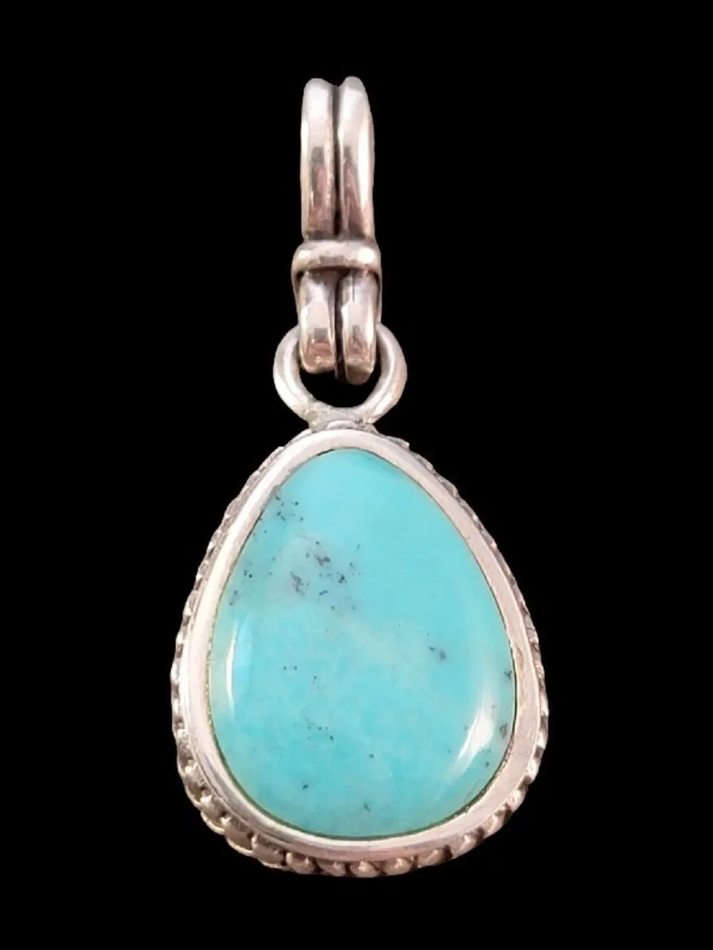Barse Pear Shaped Blue Turquoise Herringbone Bezel Pendant NEW
